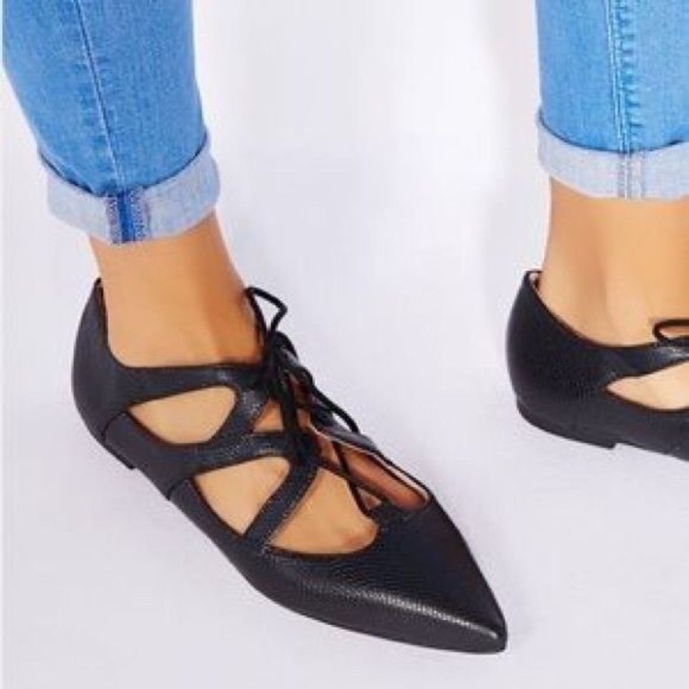 Topshop Fickle Pointy Toe Ghillie Lace Up Flat 41